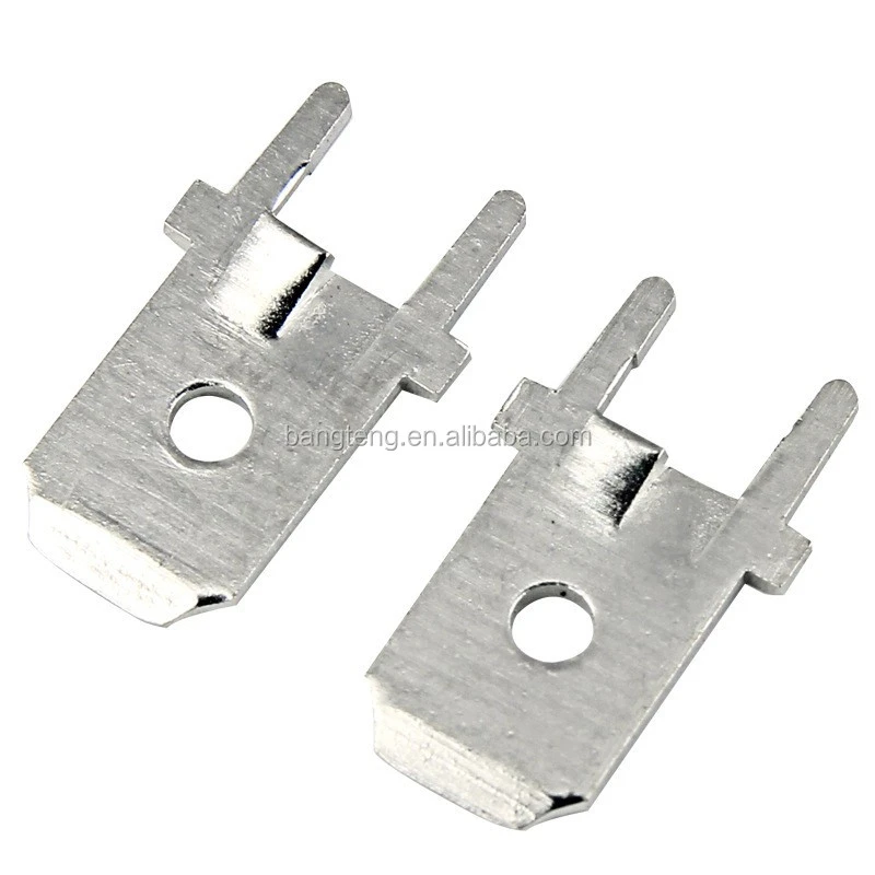 Custom Tin Plated Brass 250 PCB Tab Terminal Cold Pressing Electric Contact Pin for PCB Terminal Connector